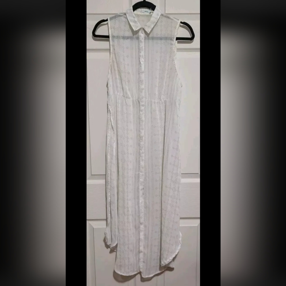 Kimchi Blue Urban Outfitters Sheer Top Dress XS Button Down Sleeveless Geometric